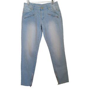 Michael Kors Striped Jeans Pants Blue White Izzy Ankle‎ Zip Skinny Womens 6